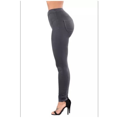 High Waist Skinny Jeans With Round Pockets - Jeans