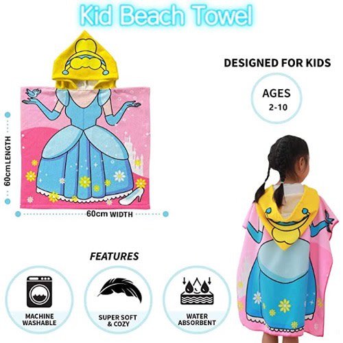 Hooded Poncho Towel - Princess