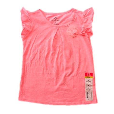 Girls Rossette Frills Sleeve Top- Light Pink