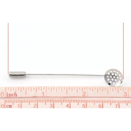 25 Silver Perforated Lapel Brooch Pins For Diy