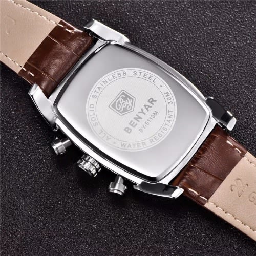 Benyar - Leather Quartz Luminous Chronograph Wristwatch - Brown