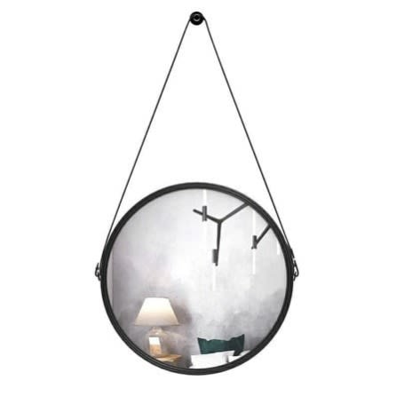 Hanging Wall Mirror With Leather Strap