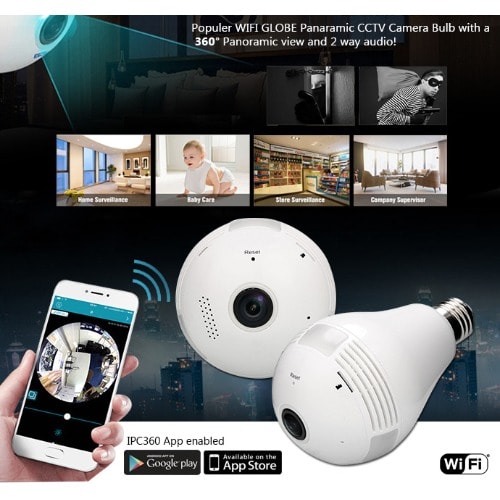 360 Security WiFi Lamp Panoramic Camera With Fisheye