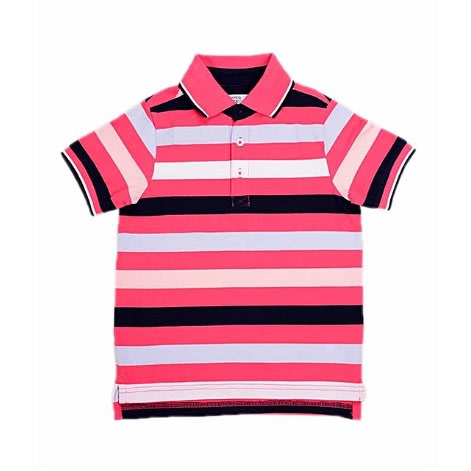 Colour Block Polo Shirt By Crown & Ivy - Blue And Pink