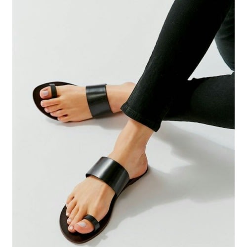 Leather Slippers For Ladies - Black