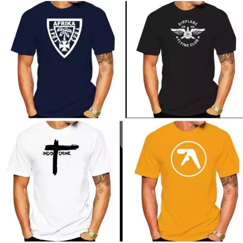 Set Of 4 Bird Design T-shirts- Blue, White, Black, Yellow