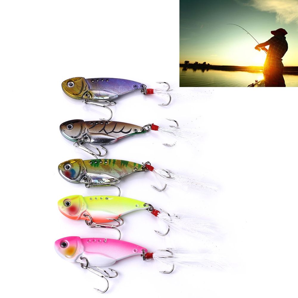 HENGJIA 5 PCS 5.5cm/11g Luya Metal VIB Fishing Lures Bait Bionic Kit With Plastic Box