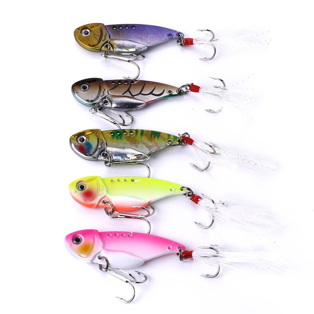 HENGJIA 5 PCS 5.5cm/11g Luya Metal VIB Fishing Lures Bait Bionic Kit With Plastic Box