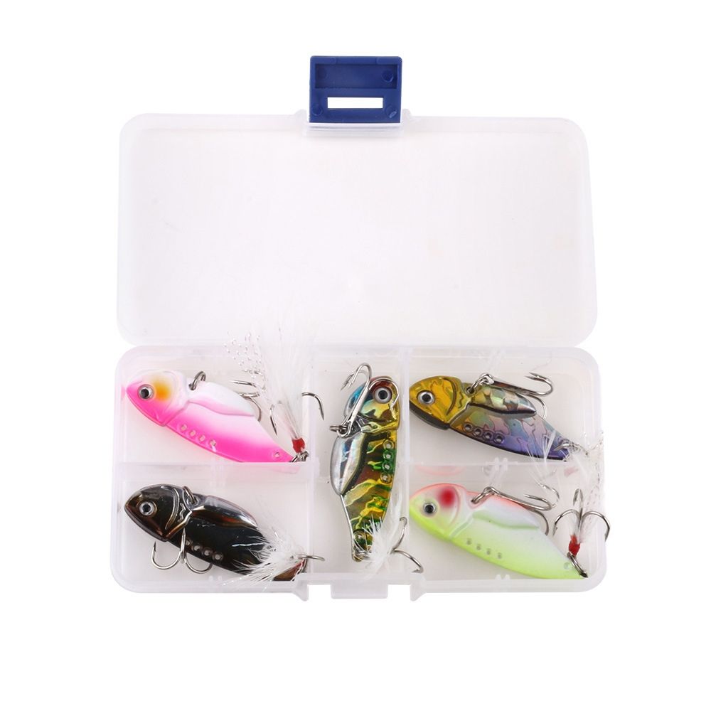 HENGJIA 5 PCS 5.5cm/11g Luya Metal VIB Fishing Lures Bait Bionic Kit With Plastic Box