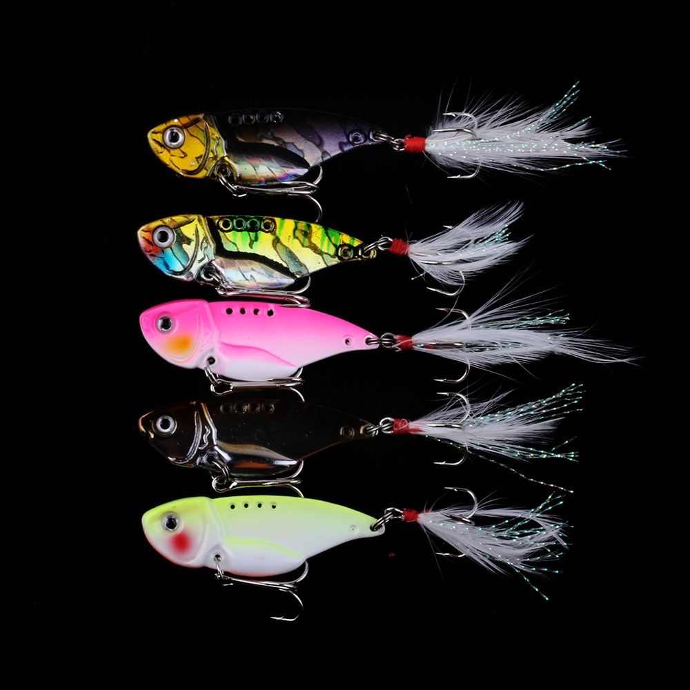 HENGJIA 5 PCS 5.5cm/11g Luya Metal VIB Fishing Lures Bait Bionic Kit With Plastic Box
