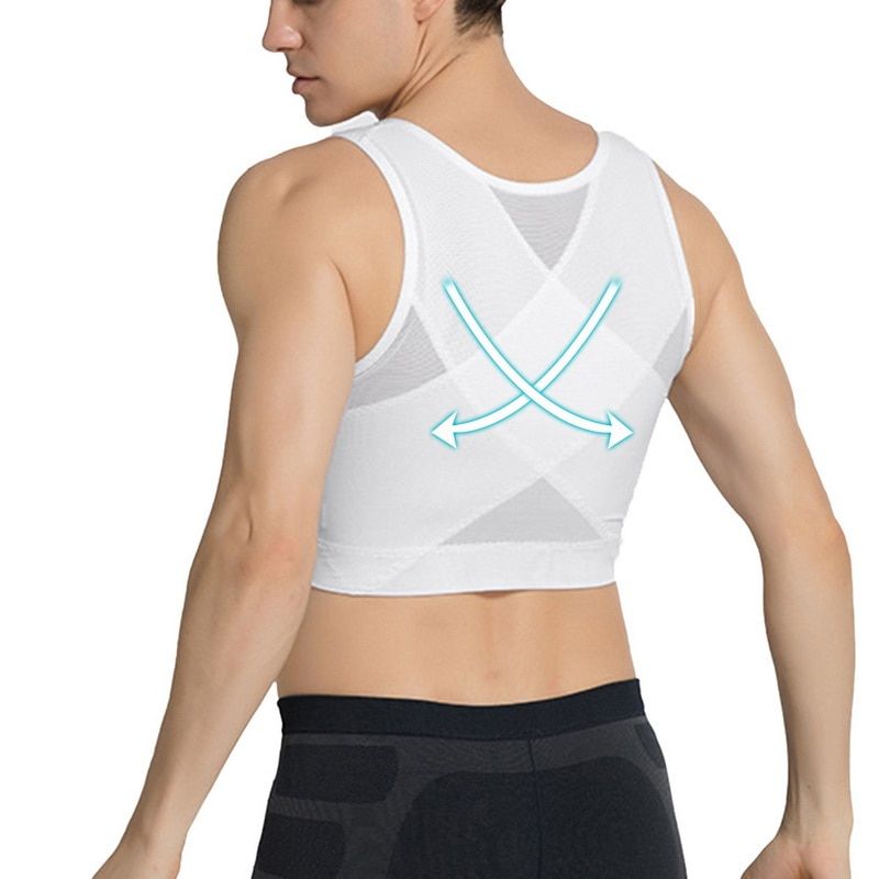 Mens Slimming Short Body Shaper Chest Compression Shirt Abs Abdomen Undershirt Gynecomastia Waist Trimmer Sweat Vest(#B)