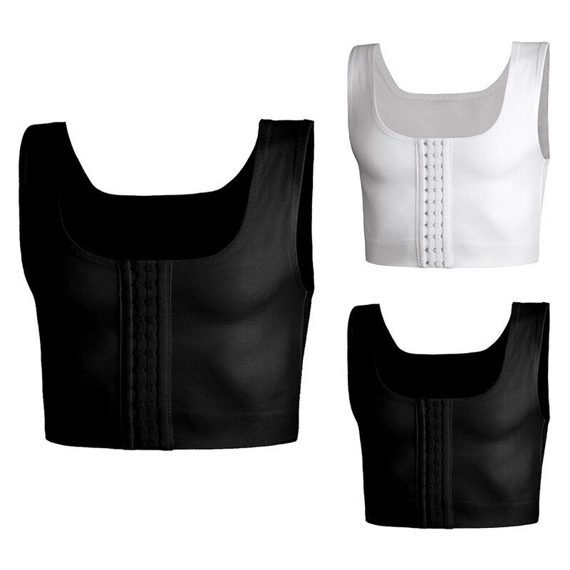 Mens Slimming Short Body Shaper Chest Compression Shirt Abs Abdomen Undershirt Gynecomastia Waist Trimmer Sweat Vest(#B)