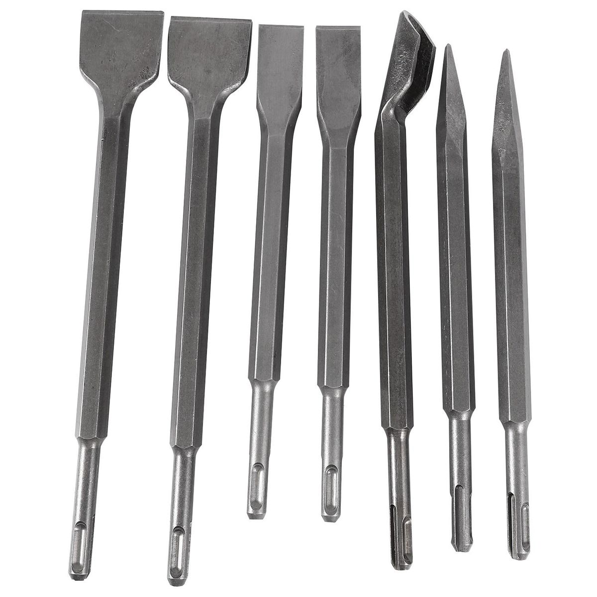 7Pcs Sds Plus Chisel Set Point Groove Gouge Flat Chisels Electric Hammer Chisel Concrete/Brick/Wall/Tile Slotting Drilling
