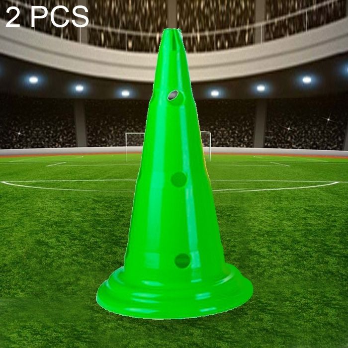 2 PCS  Multi-function Training Perforated Roadblock Round Bottom Sign Barrel(Green)