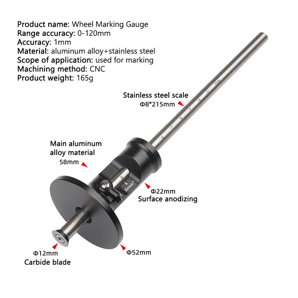 Ganwei Wheel Marking Gauge 0-120mm Woodworking Marking