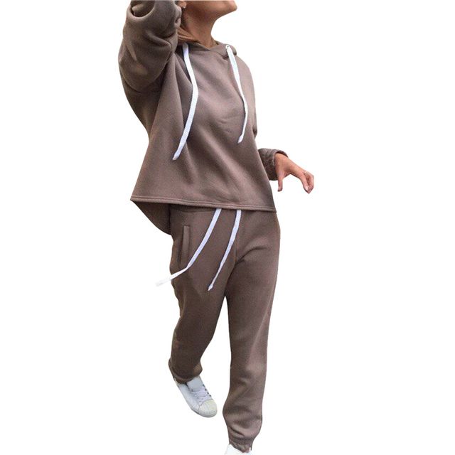 Thin Hoodies Women Tracksuits Long Sleeve Yoga Set Khaki_S