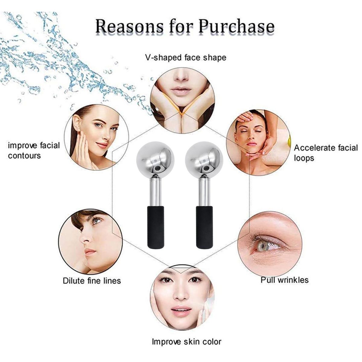 Face Ice Rollers Glow 2-in-1 Ice Globes Refreshing Skincare Tool Face Black