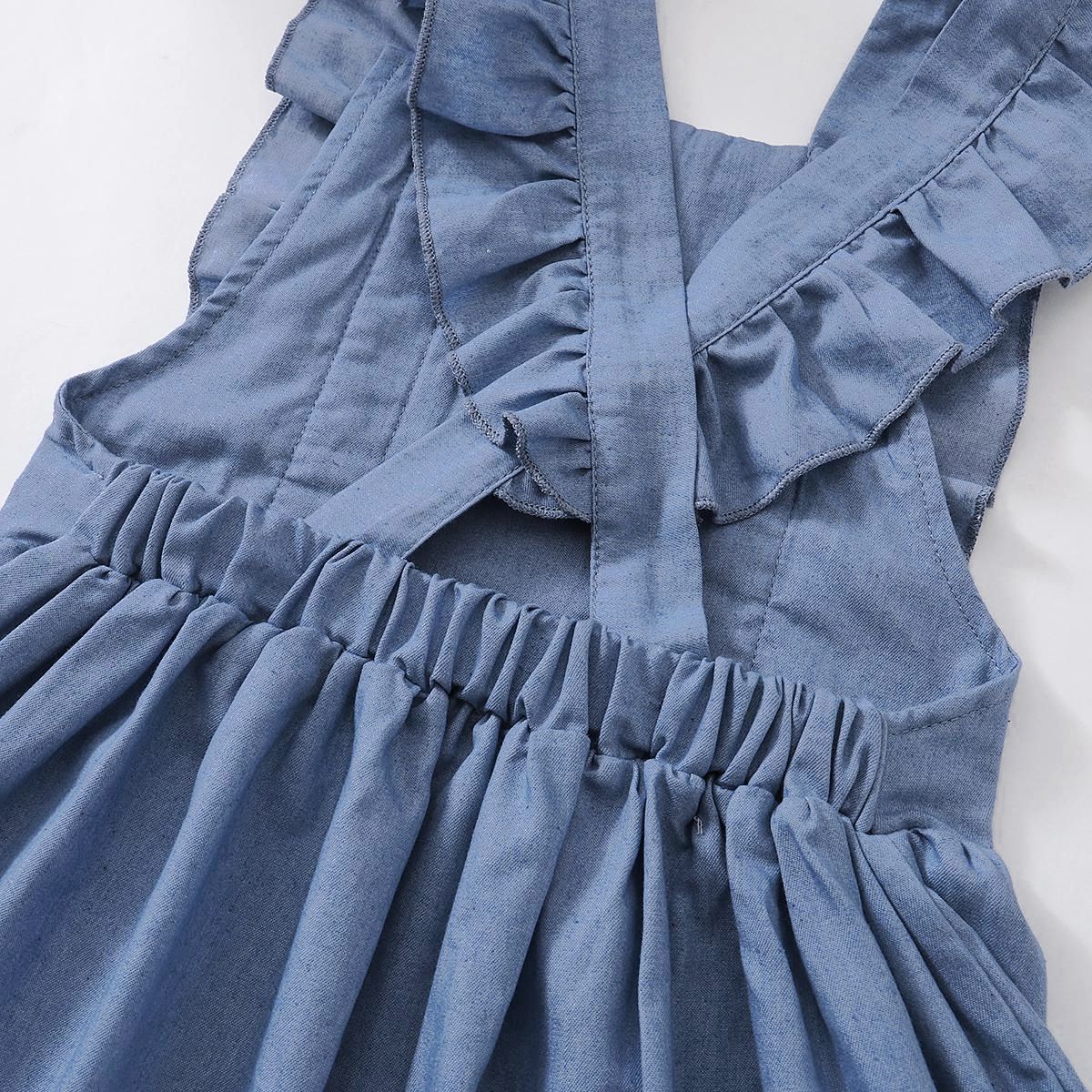 4-11 Years Children Girl Summer Sleeveless Cotton Dress Overalls Dress
