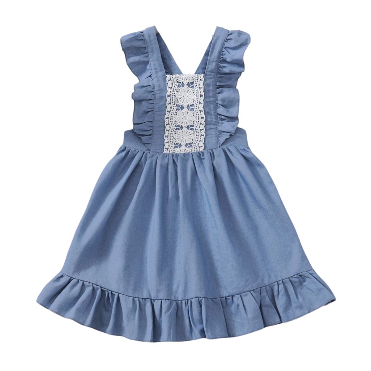 4-11 Years Children Girl Summer Sleeveless Cotton Dress Overalls Dress