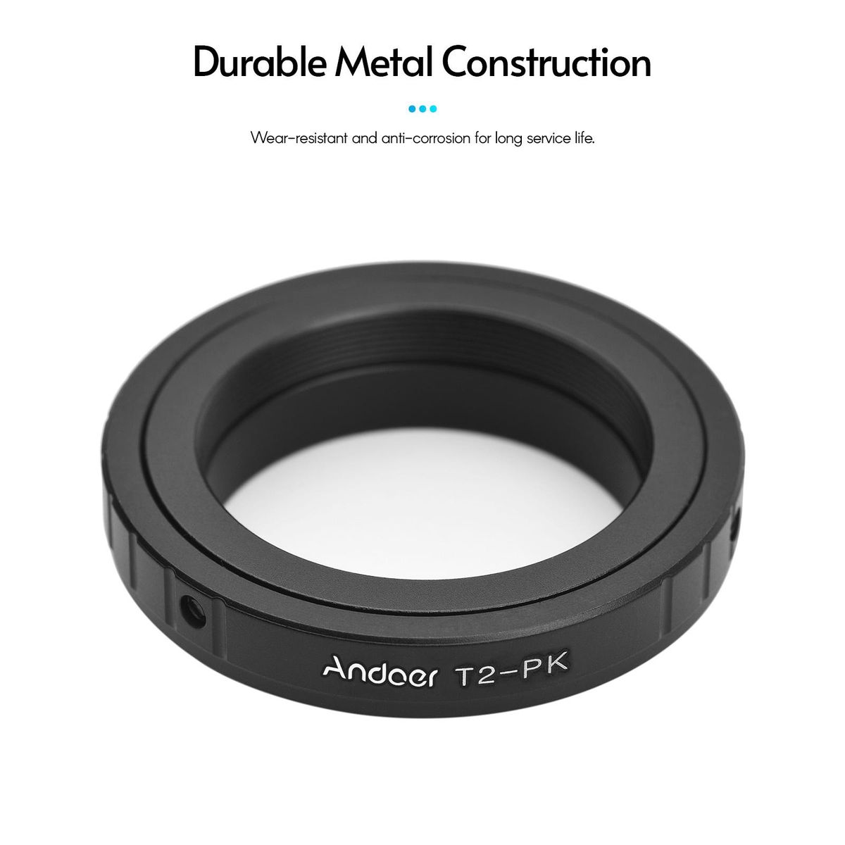 Andoer T2-PK Metal Lens Mount Adapter Ring T/T2 Mount Lens Adapter Replacement for Pentax K-70/K-50/K-30/K-500/K-1/K-3/K-3 II/K-5 IIs/K-5 II/K-5/K-7 K-Mount Cameras