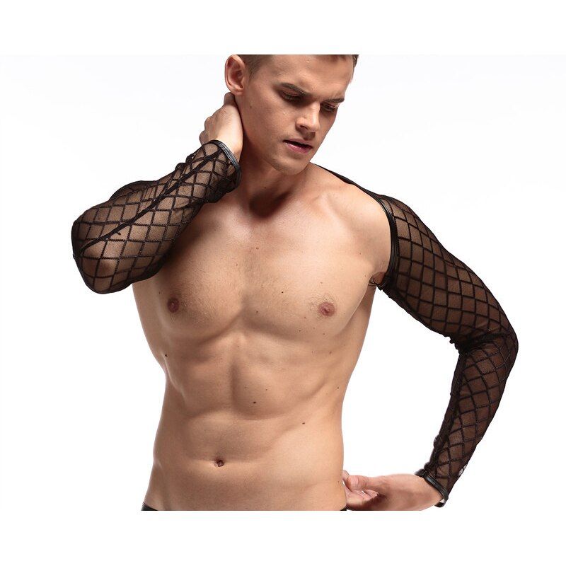 Male Lingerie Transparent Tube Tight Fitness Long Sleeve Ov