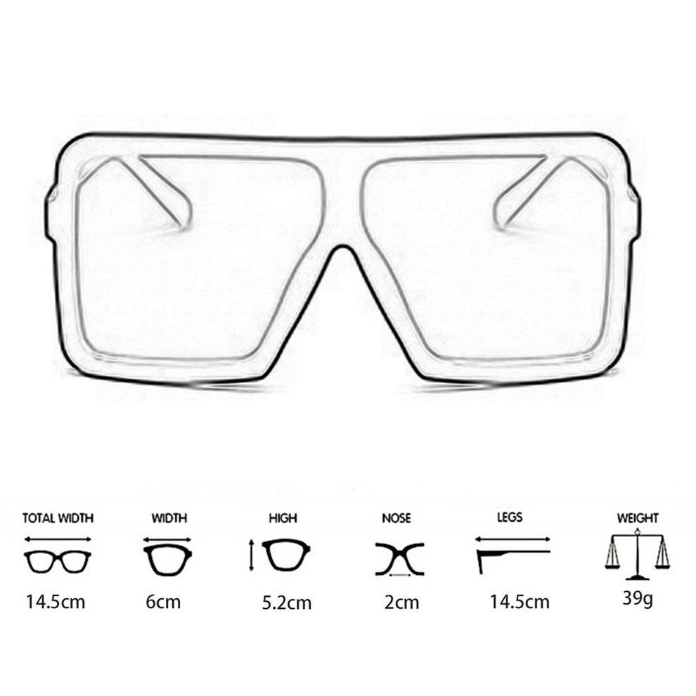Big Square Women Men Sunglasses UV400 Eyewear Hip Hop All-match Sun Glasses-bright Black & Grey-square