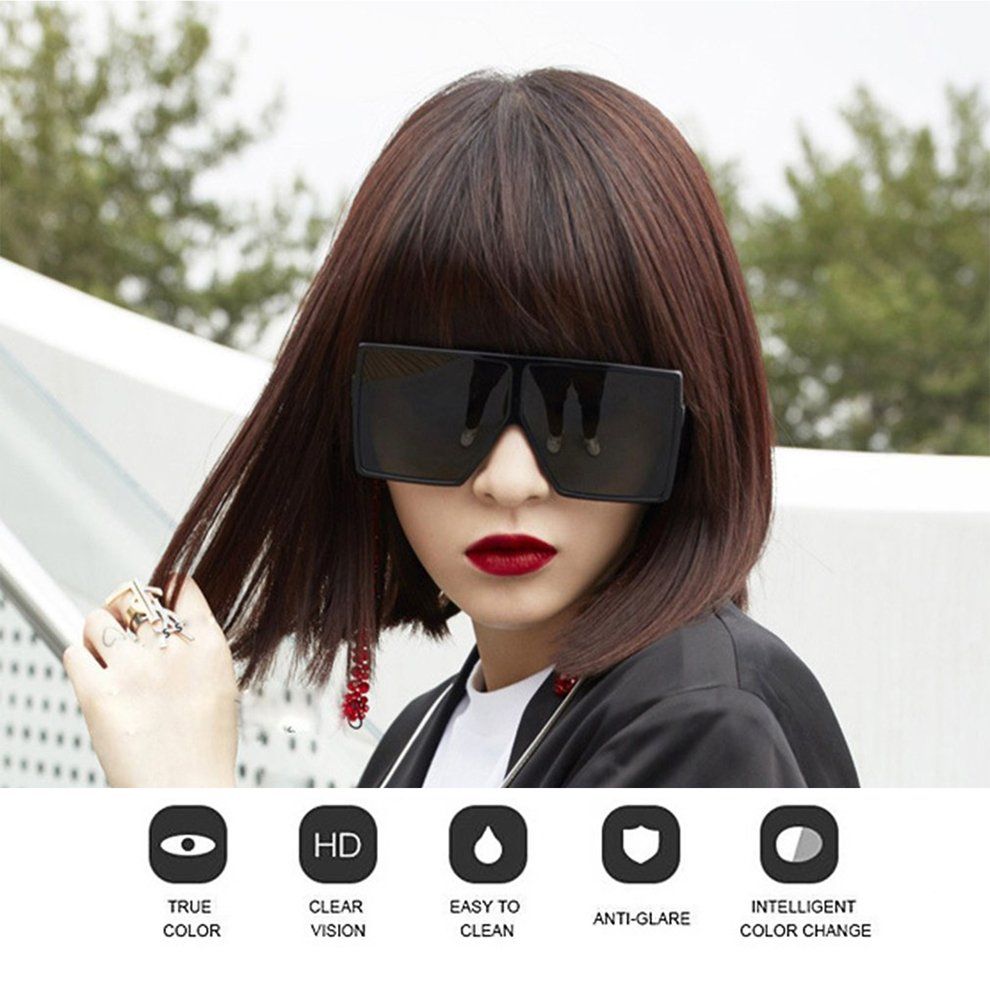 Big Square Women Men Sunglasses UV400 Eyewear Hip Hop All-match Sun Glasses-bright Black & Grey-square