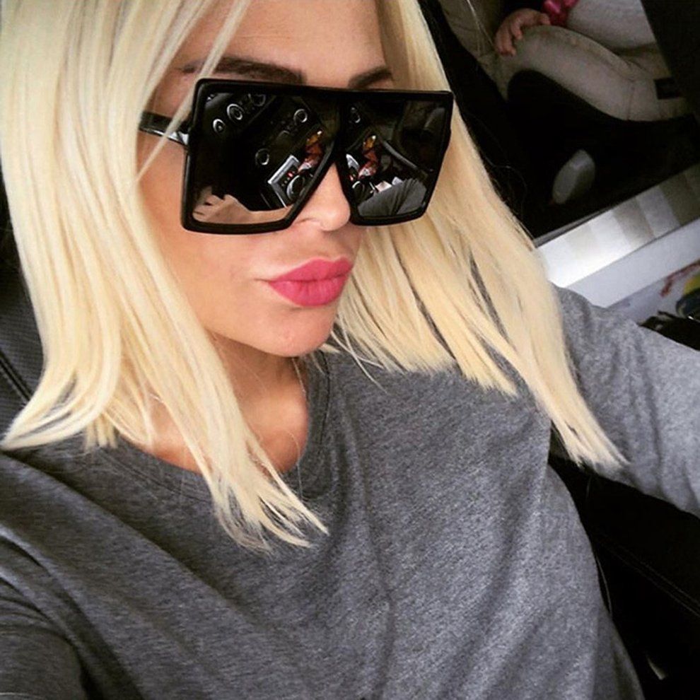Big Square Women Men Sunglasses UV400 Eyewear Hip Hop All-match Sun Glasses-bright Black & Grey-square