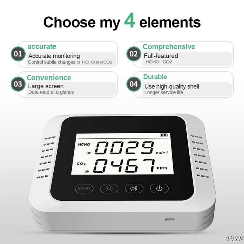 Wall Mount Carbon Dioxide Air Quality Monitor Multipurpose Portable CO2 Meter Tester Air Analyzer Home Improvement Tools