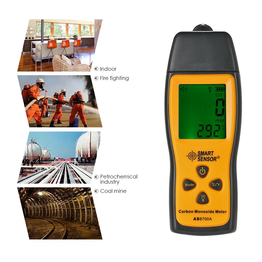 0-1000ppm Gas Detector Handheld Carbon Monoxide Meter With Air Quality Monitor CO Gas Tester Monitor Detector Gauge LCD Display