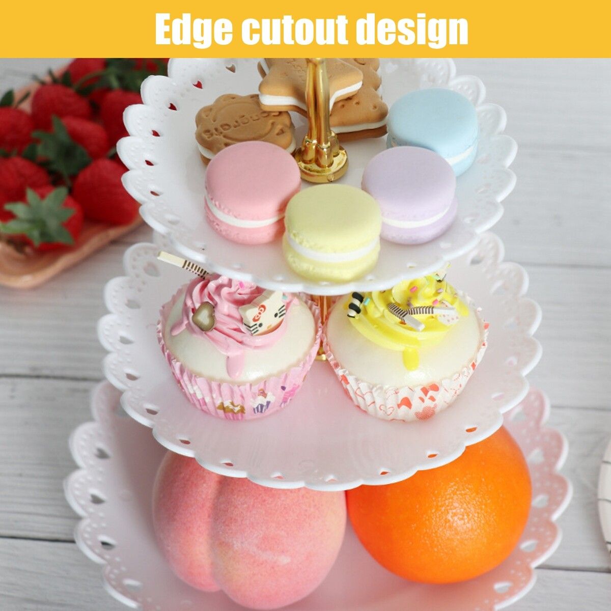 3-Tier Cupcake Cake Dessert Plate Wedding Event Birthday Party Display Blue