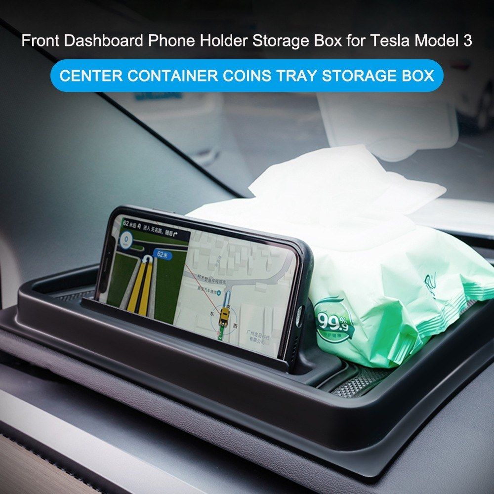 Front Dashboard Phone Holder Storage Box For Tesla Model