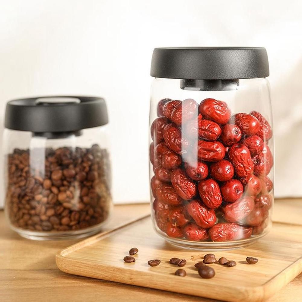 Coffee Bean Storage Container Glass Vacuum Jar Sealed