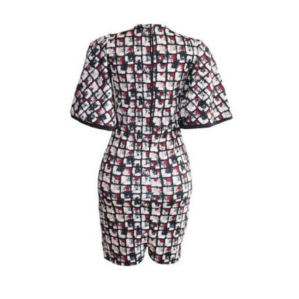 Wide Sleeve Design Formal Bodycon Dress -multicolour
