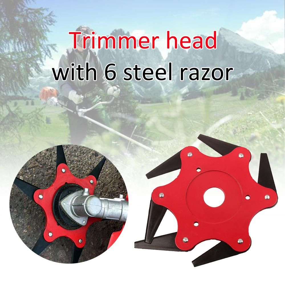 Lawn Mower Cutter Head Garden 6 Steel Blades Razors Trimmer Replacement String Trimmer Head