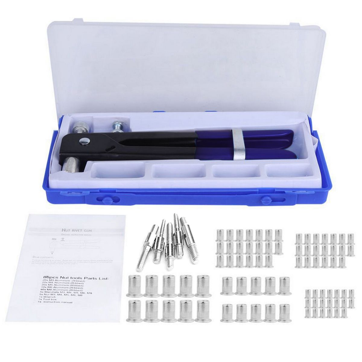 86Pcs Threaded Nut Riveter Insert Tool Riveter Rivnut