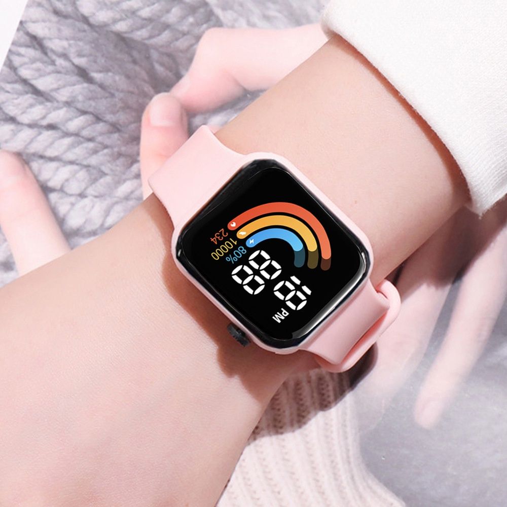 Led Creative Dial Rainbow Pattern Watche - Pink