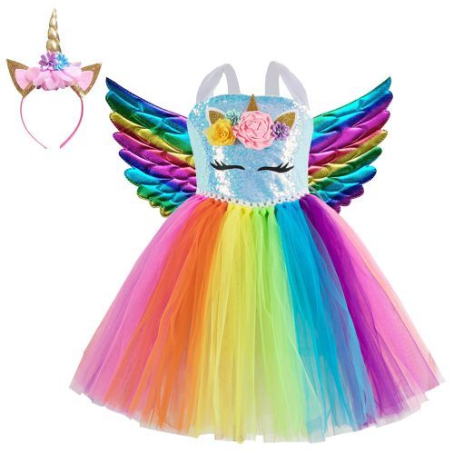 Girls Dress [Birthday Party*Sequins*Free Wings]-Pink
