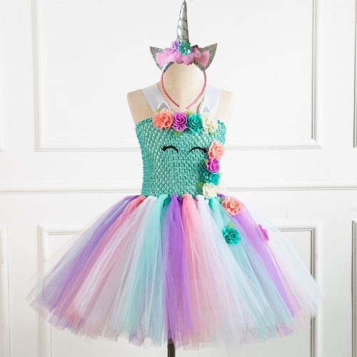 Girls Princess Dress[Cartoon Flowers*Send Headwear]-93445