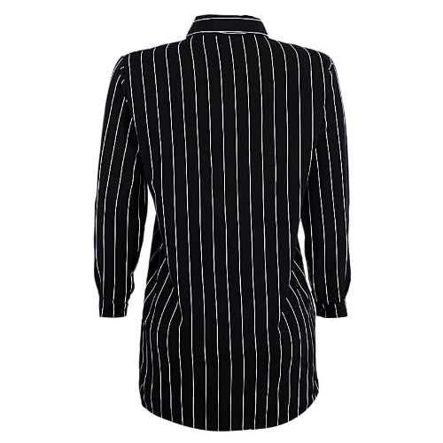 Striped Shirt Dress - Black