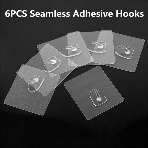 6PCS Seamless Adhesive Sticky Wall Hook Oilproof Strong Bathroom Kitchen Holder
