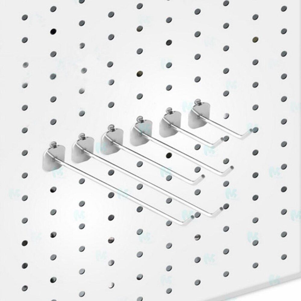 25Pcs 200mm Silver Single Pegboard Hooks Board Slat Wall Retail Display Shop Peg