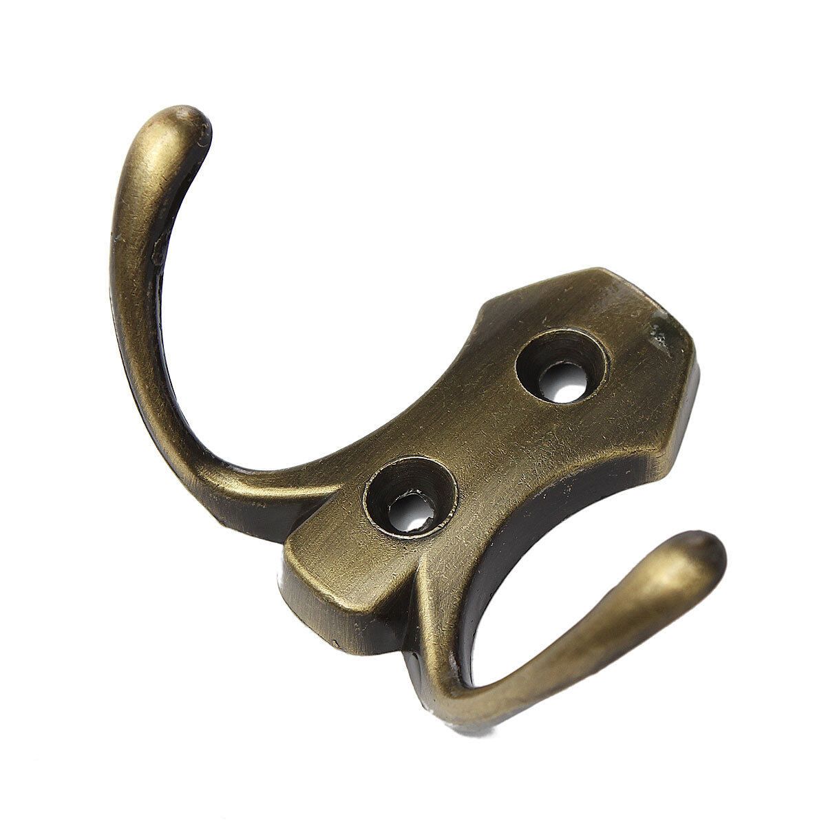 1.5KG Retro Zinc Alloy Double Prong Hooks Door Wall Towel Cloth Hanger Bathroom Bronze