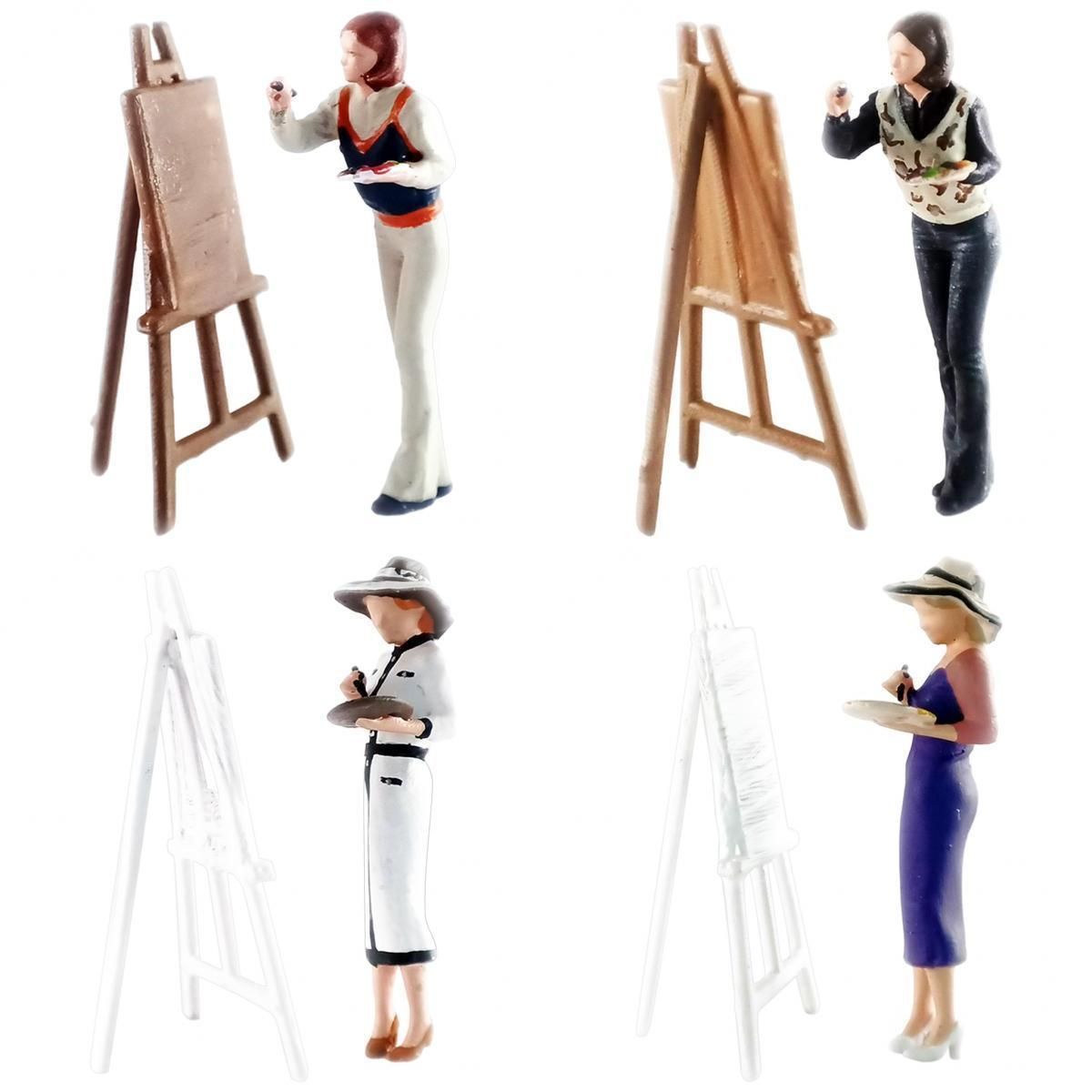 4x Miniature People Model Painter 1/64 Miniatures For Micro Landscape