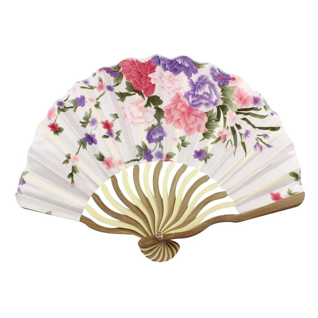 Hot Sale Bamboo Flower Printed Japanese Style Foldable Hand Held Fan Gift Decor