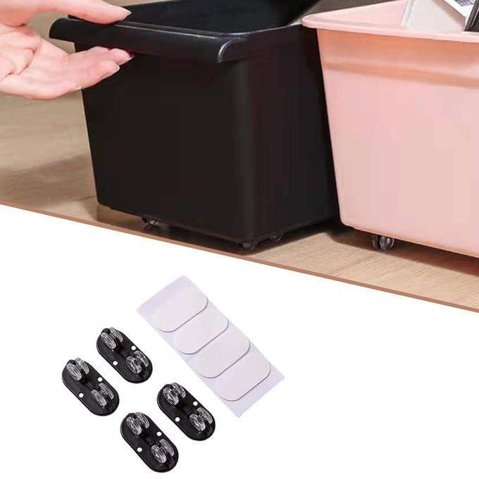 4pcs Non Swivel Wheels Caster Storage Box Trolley Wheel Roller Black