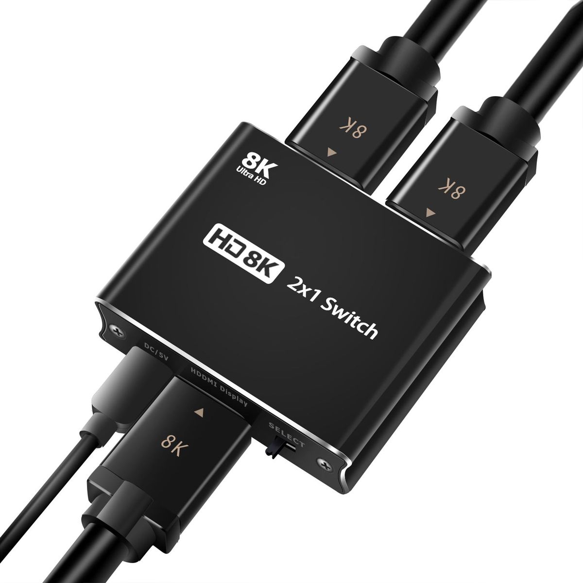 HD 2x1 Switcher 2 in 1 out High-speed HD Switcher Converter up to 8K@60Hz Resolution One-key Switch Wide Compatibility
