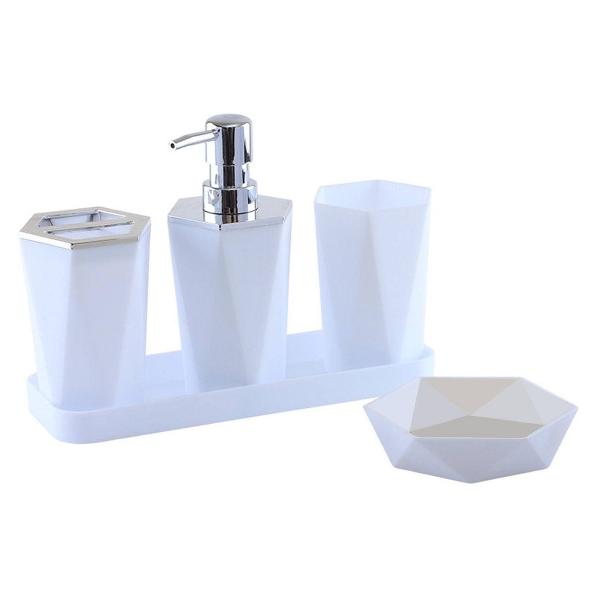 Bath Set Holders Electroplated Toothbrush Cup White