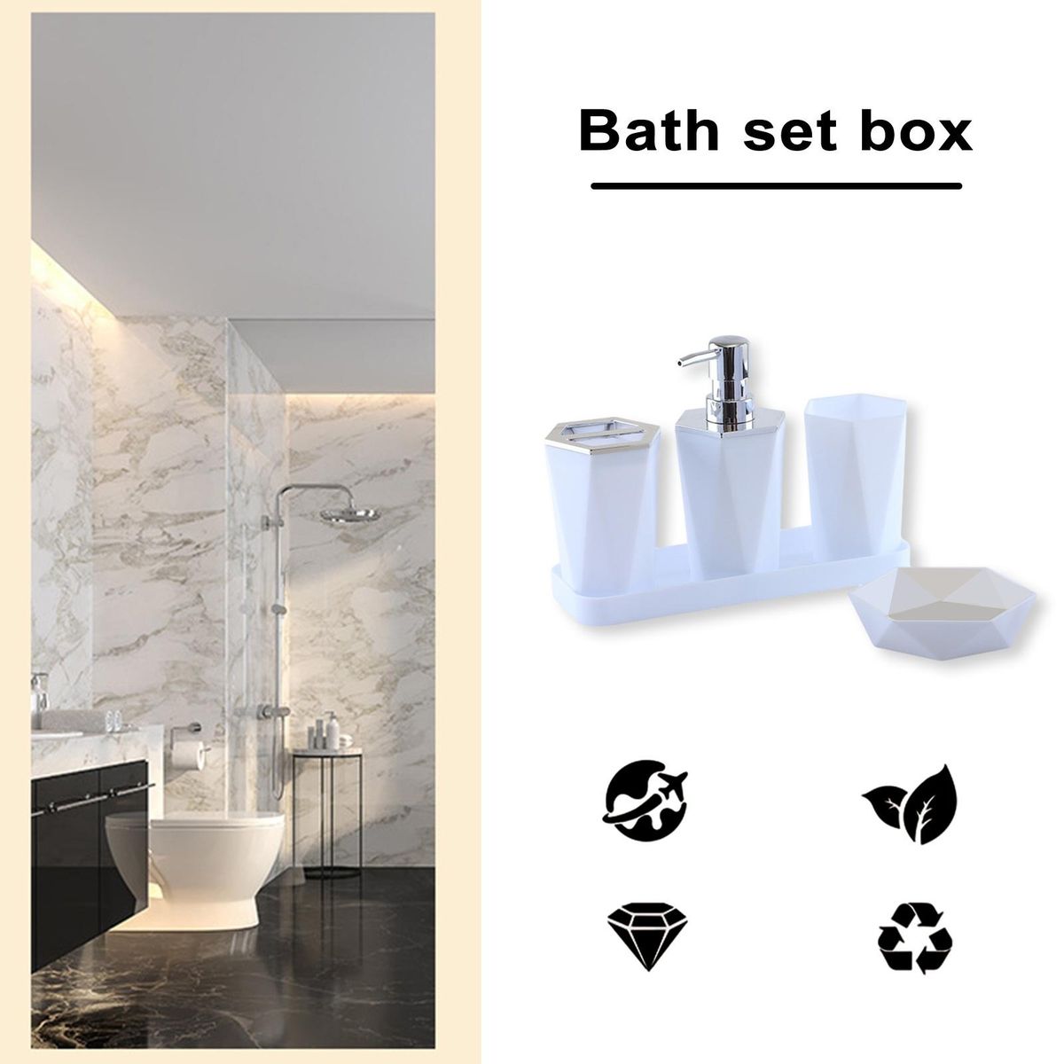 Bath Set Holders Electroplated Toothbrush Cup White