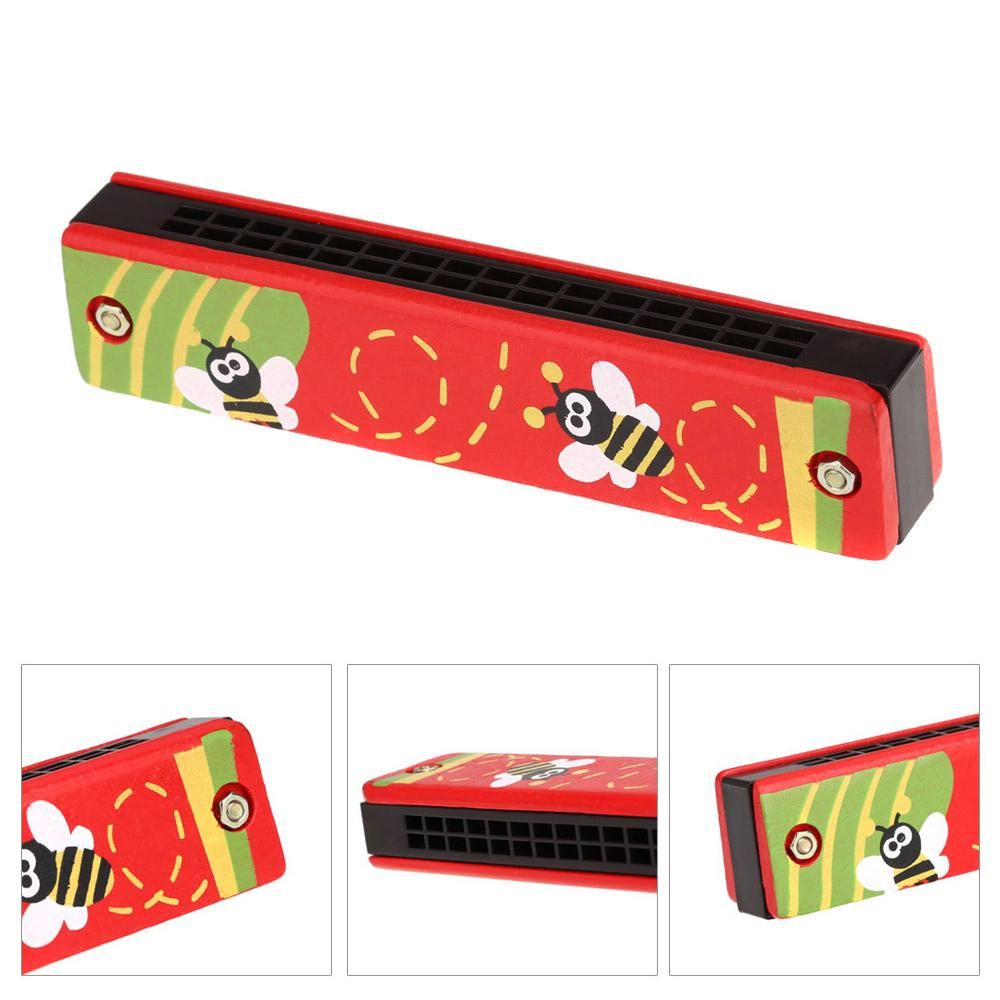 61 Keys Electronic Digital Piano Keyboard with Dual Speakers Microphone USB/Battery Powered + Tremolo Harmonica 16 Holes Kids Musical Instrument Educational Toy Wooden Cover Colorful Free Reed Wind Instrument